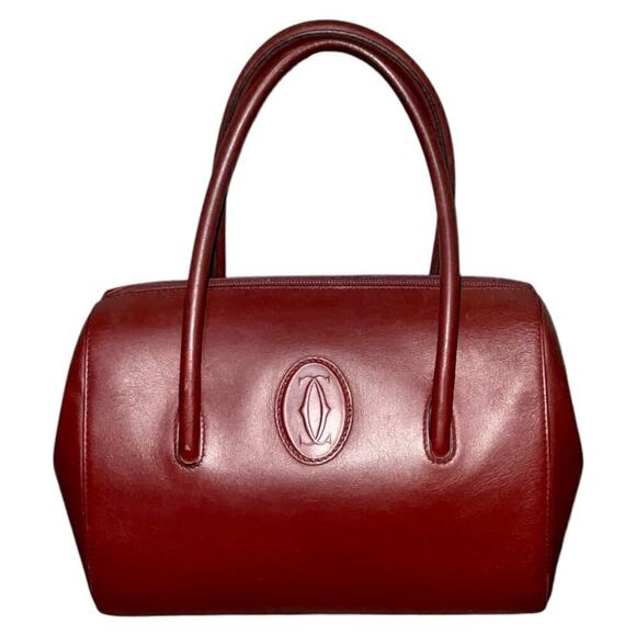 Cartier Vintage Leather Handbag Must De Cartier Bordeaux Burgundy Color - Picture 2 of 15